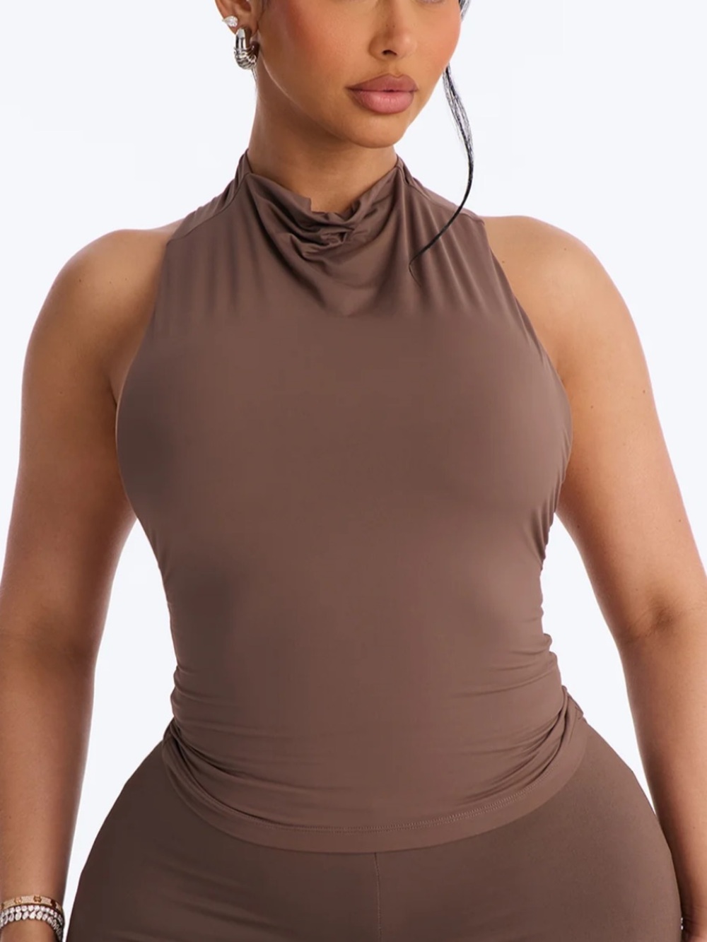 Brown Fashion Nova high neck halter top
